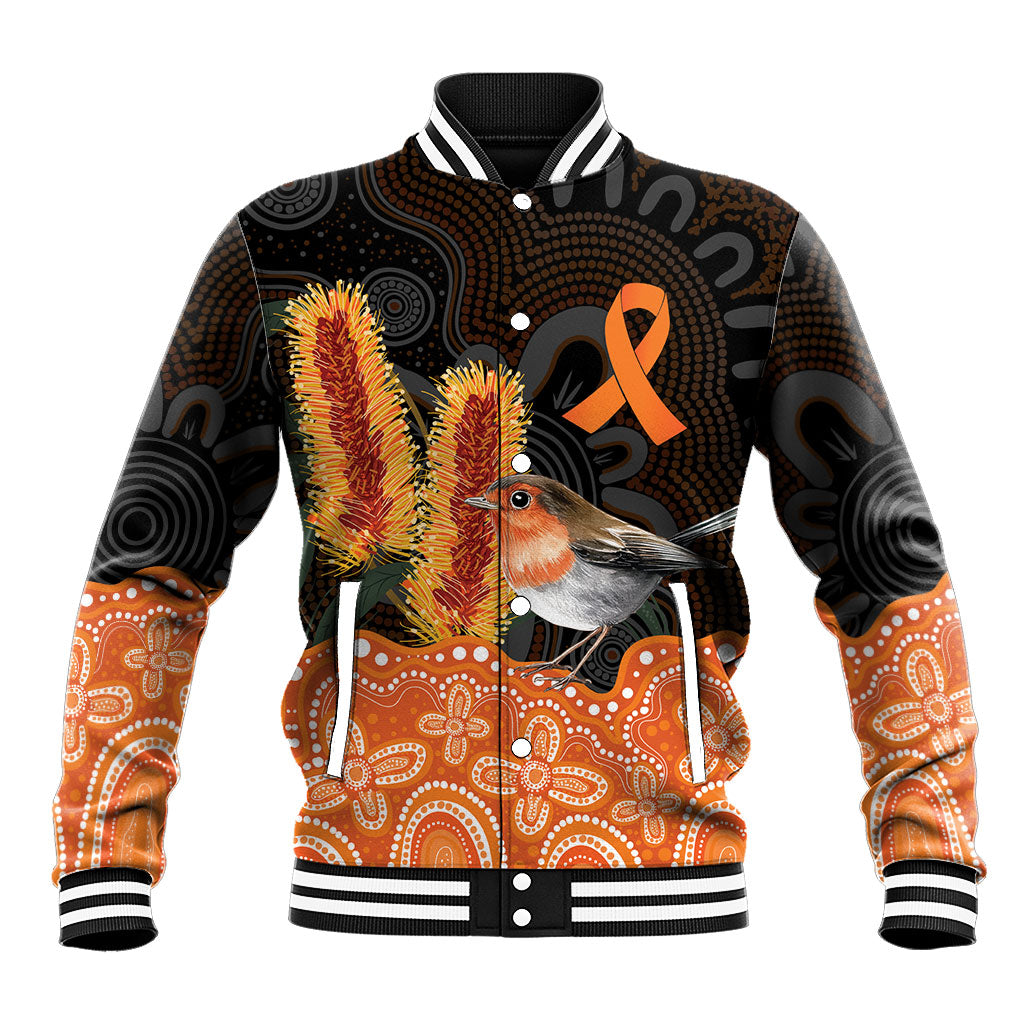 Australia Leukemia Support Baseball Jacket Flame Robin Bottlebrush Aboriginal Art