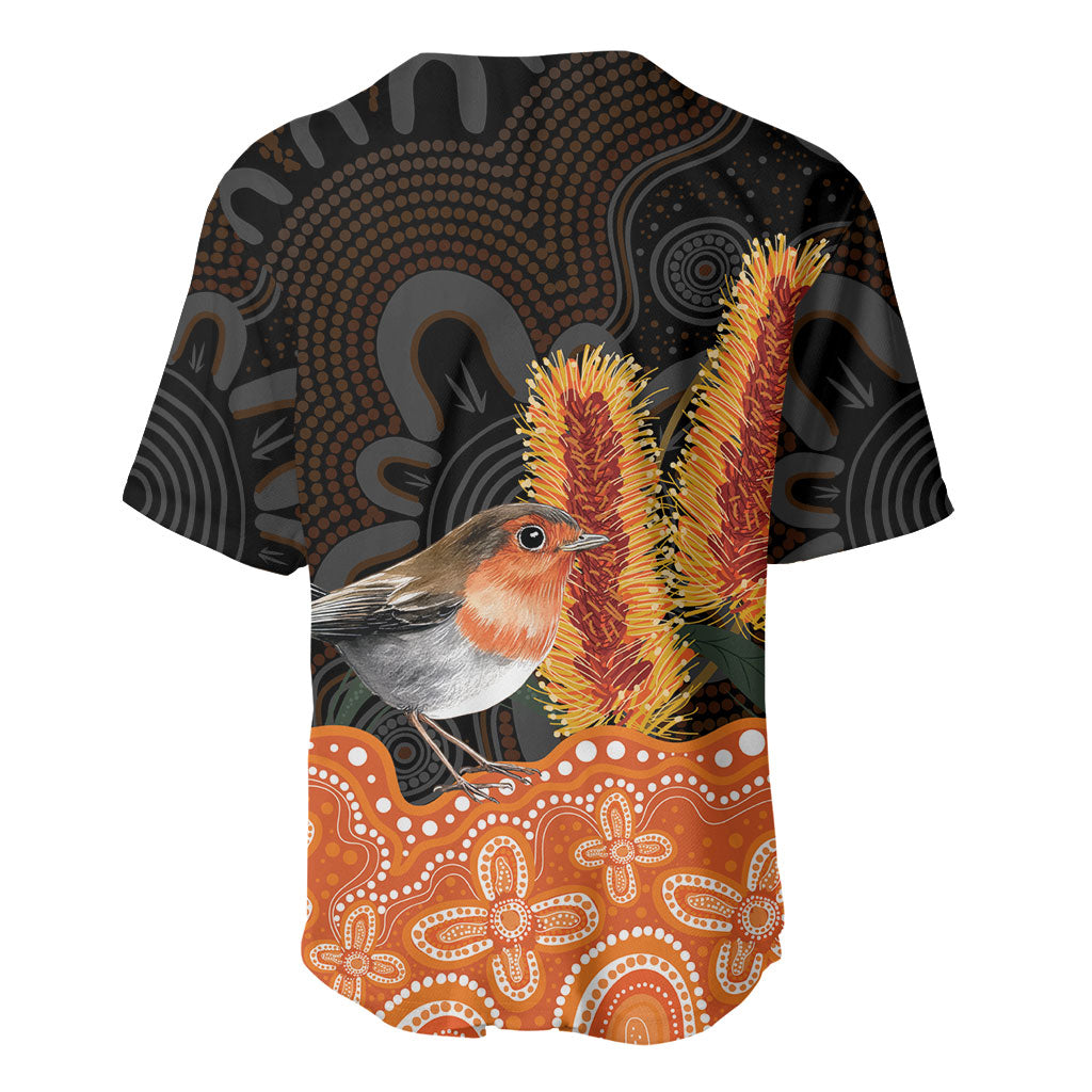 Australia Leukemia Support Baseball Jersey Flame Robin Bottlebrush Aboriginal Art