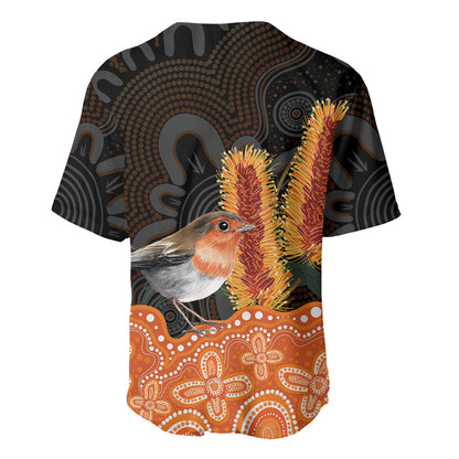 Australia Leukemia Support Baseball Jersey Flame Robin Bottlebrush Aboriginal Art