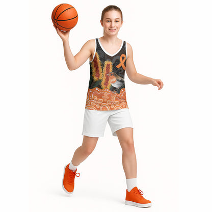 Australia Leukemia Support Basketball Jersey Flame Robin Bottlebrush Aboriginal Art