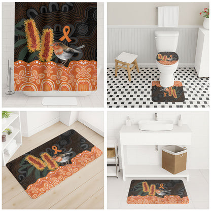 Australia Leukemia Support Bathroom Set Flame Robin Bottlebrush Aboriginal Art