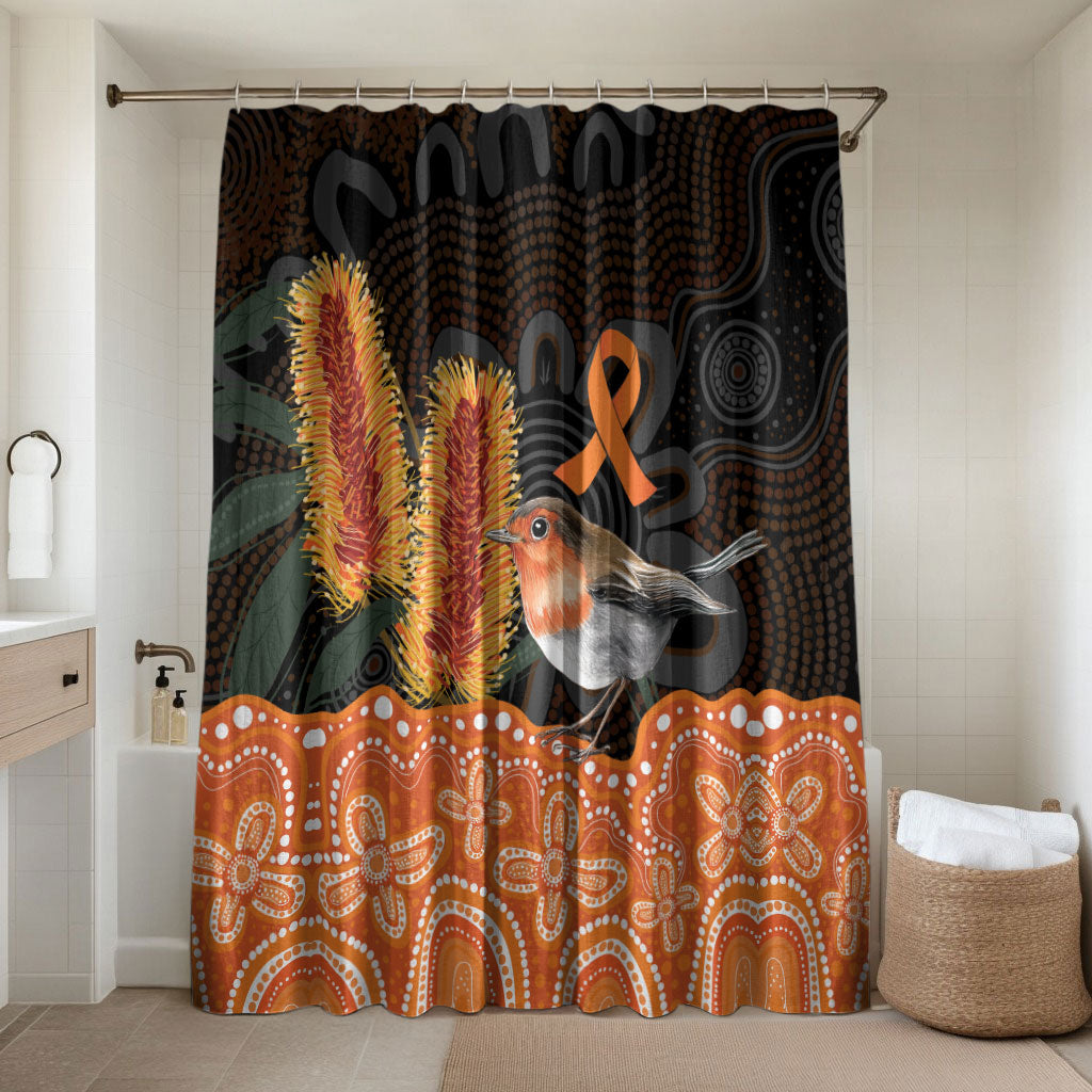 Australia Leukemia Support Bathroom Set Flame Robin Bottlebrush Aboriginal Art