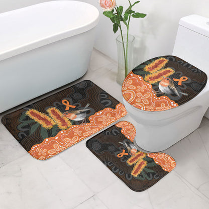 Australia Leukemia Support Bathroom Set Flame Robin Bottlebrush Aboriginal Art