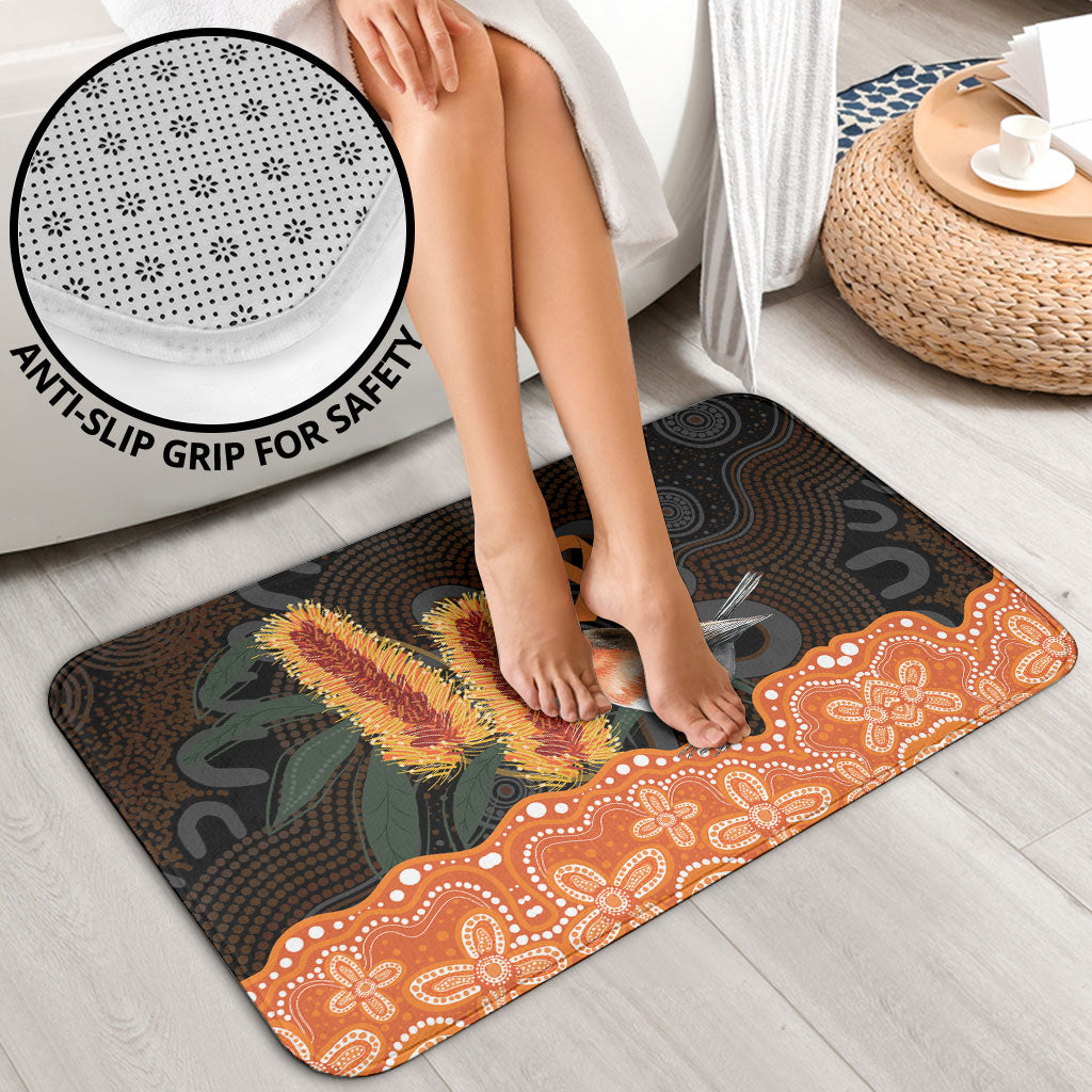 Australia Leukemia Support Bathroom Set Flame Robin Bottlebrush Aboriginal Art