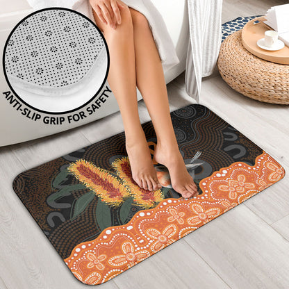 Australia Leukemia Support Bathroom Set Flame Robin Bottlebrush Aboriginal Art