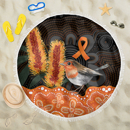Australia Leukemia Support Beach Blanket Flame Robin Bottlebrush Aboriginal Art