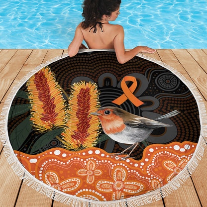 Australia Leukemia Support Beach Blanket Flame Robin Bottlebrush Aboriginal Art