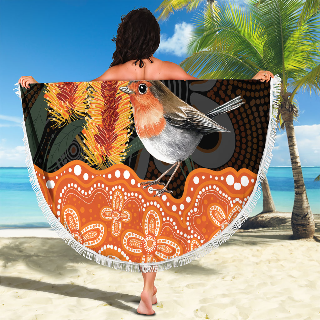 Australia Leukemia Support Beach Blanket Flame Robin Bottlebrush Aboriginal Art