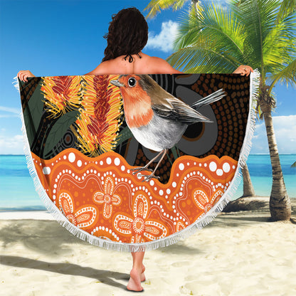 Australia Leukemia Support Beach Blanket Flame Robin Bottlebrush Aboriginal Art