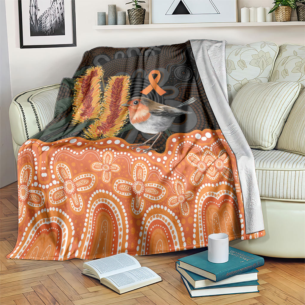 Australia Leukemia Support Blanket Flame Robin Bottlebrush Aboriginal Art