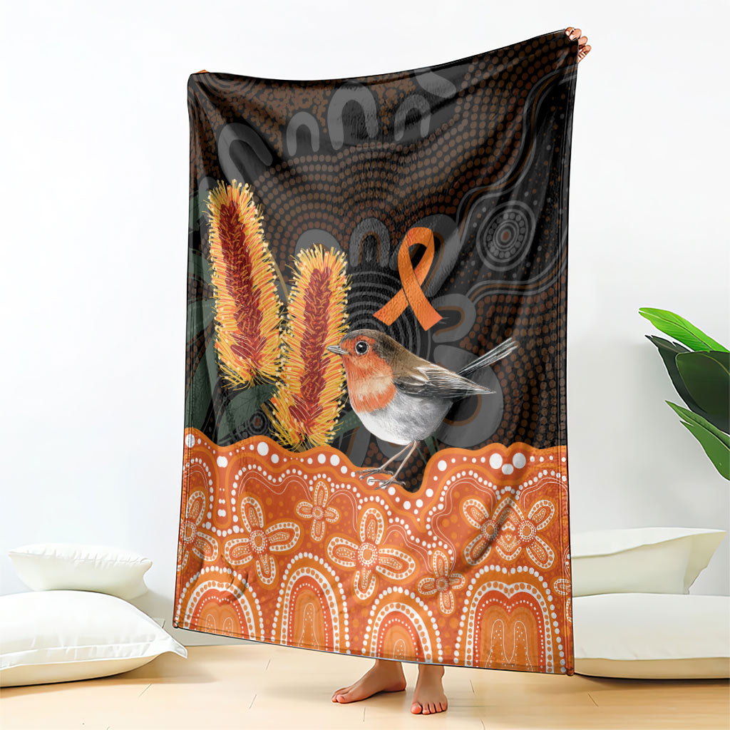 Australia Leukemia Support Blanket Flame Robin Bottlebrush Aboriginal Art