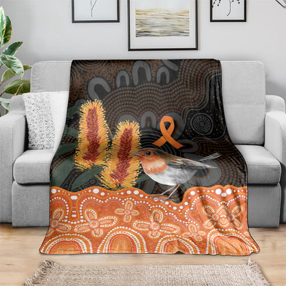 Australia Leukemia Support Blanket Flame Robin Bottlebrush Aboriginal Art