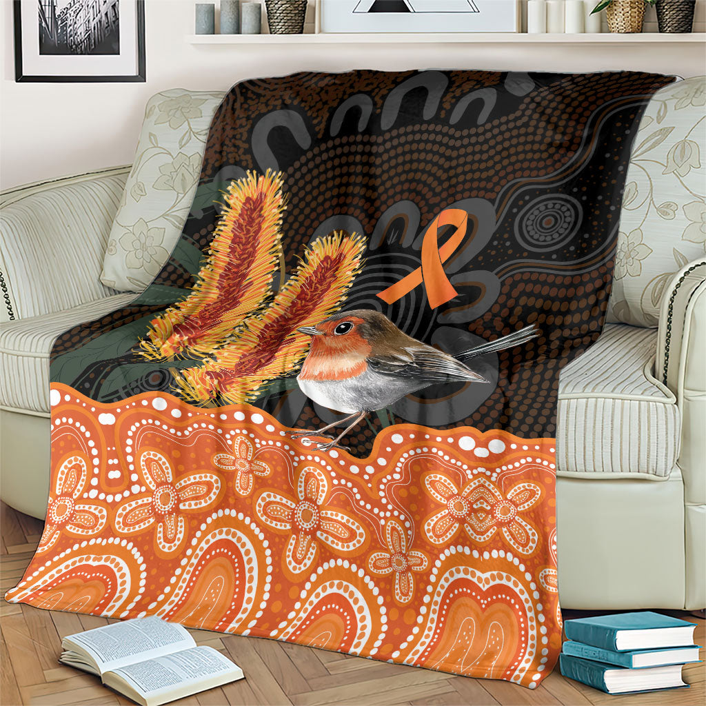 Australia Leukemia Support Blanket Flame Robin Bottlebrush Aboriginal Art