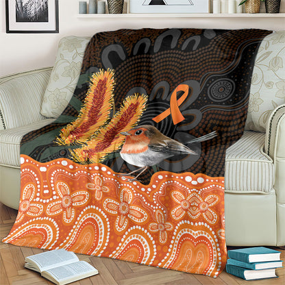 Australia Leukemia Support Blanket Flame Robin Bottlebrush Aboriginal Art
