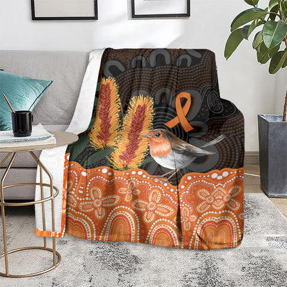 Australia Leukemia Support Blanket Flame Robin Bottlebrush Aboriginal Art