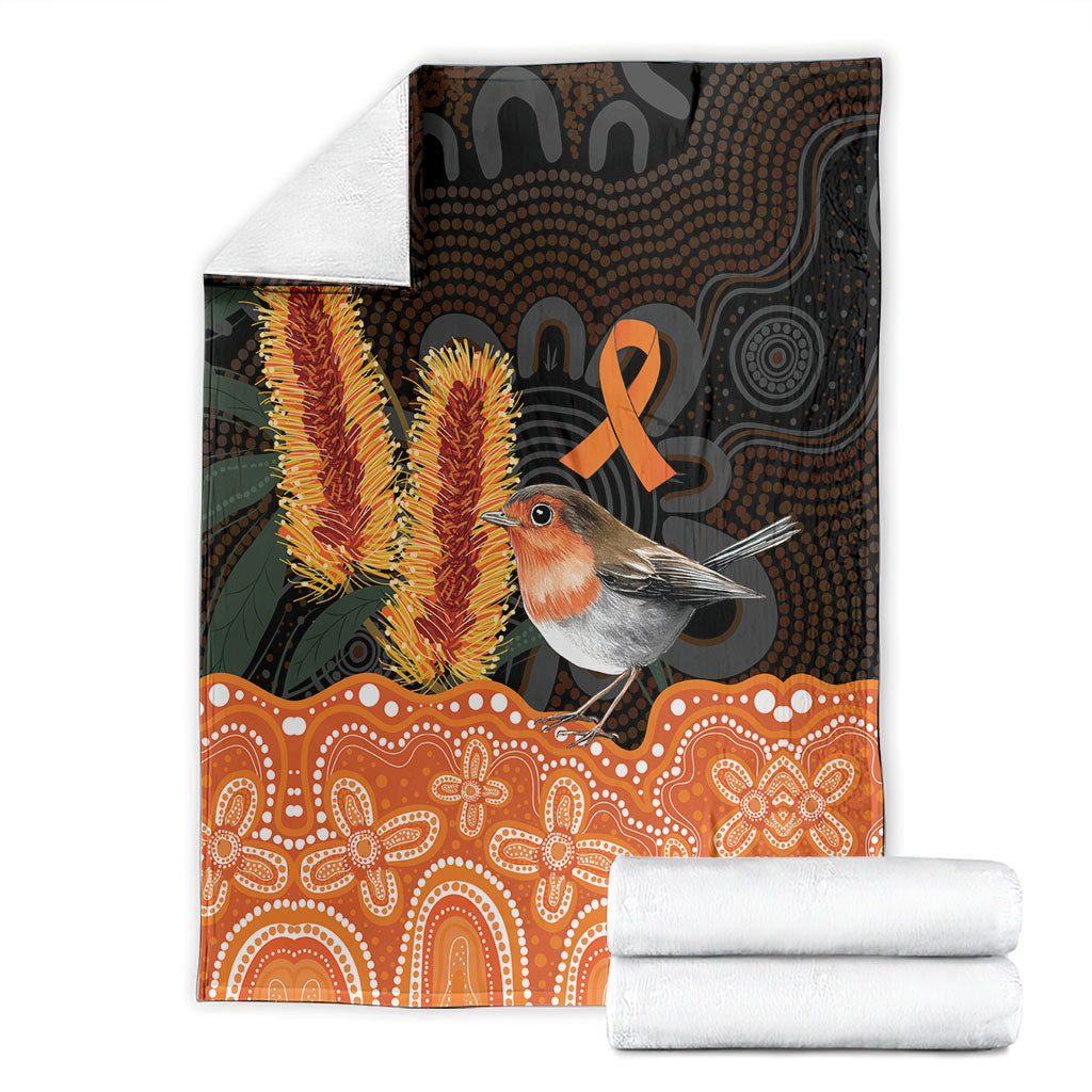Australia Leukemia Support Blanket Flame Robin Bottlebrush Aboriginal Art