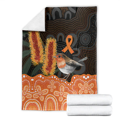 Australia Leukemia Support Blanket Flame Robin Bottlebrush Aboriginal Art