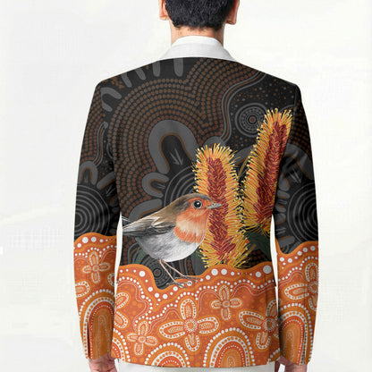 Australia Leukemia Support Blazer Flame Robin Bottlebrush Aboriginal Art