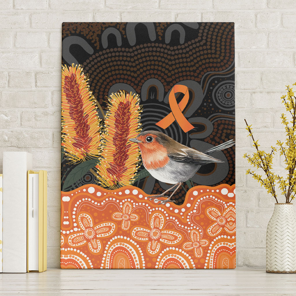 Australia Leukemia Support Canvas Wall Art Flame Robin Bottlebrush Aboriginal Art
