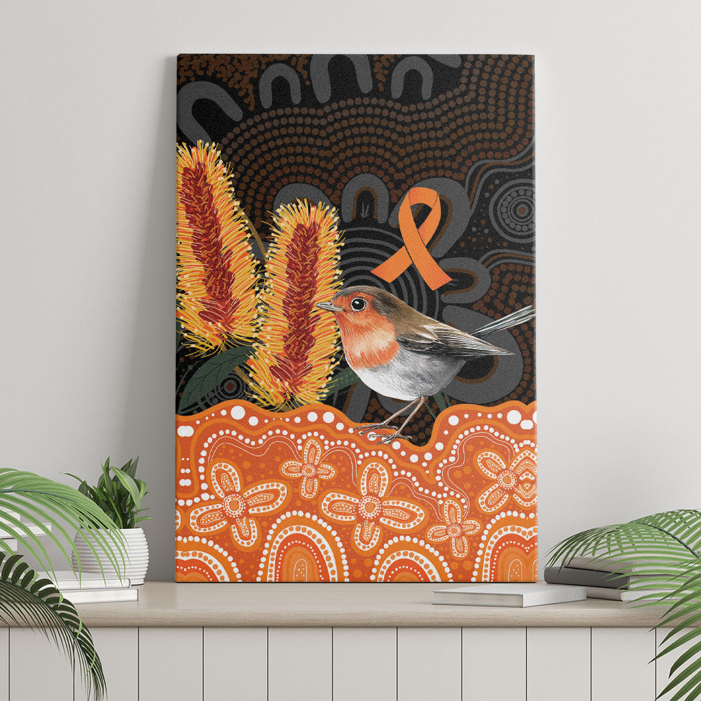 Australia Leukemia Support Canvas Wall Art Flame Robin Bottlebrush Aboriginal Art