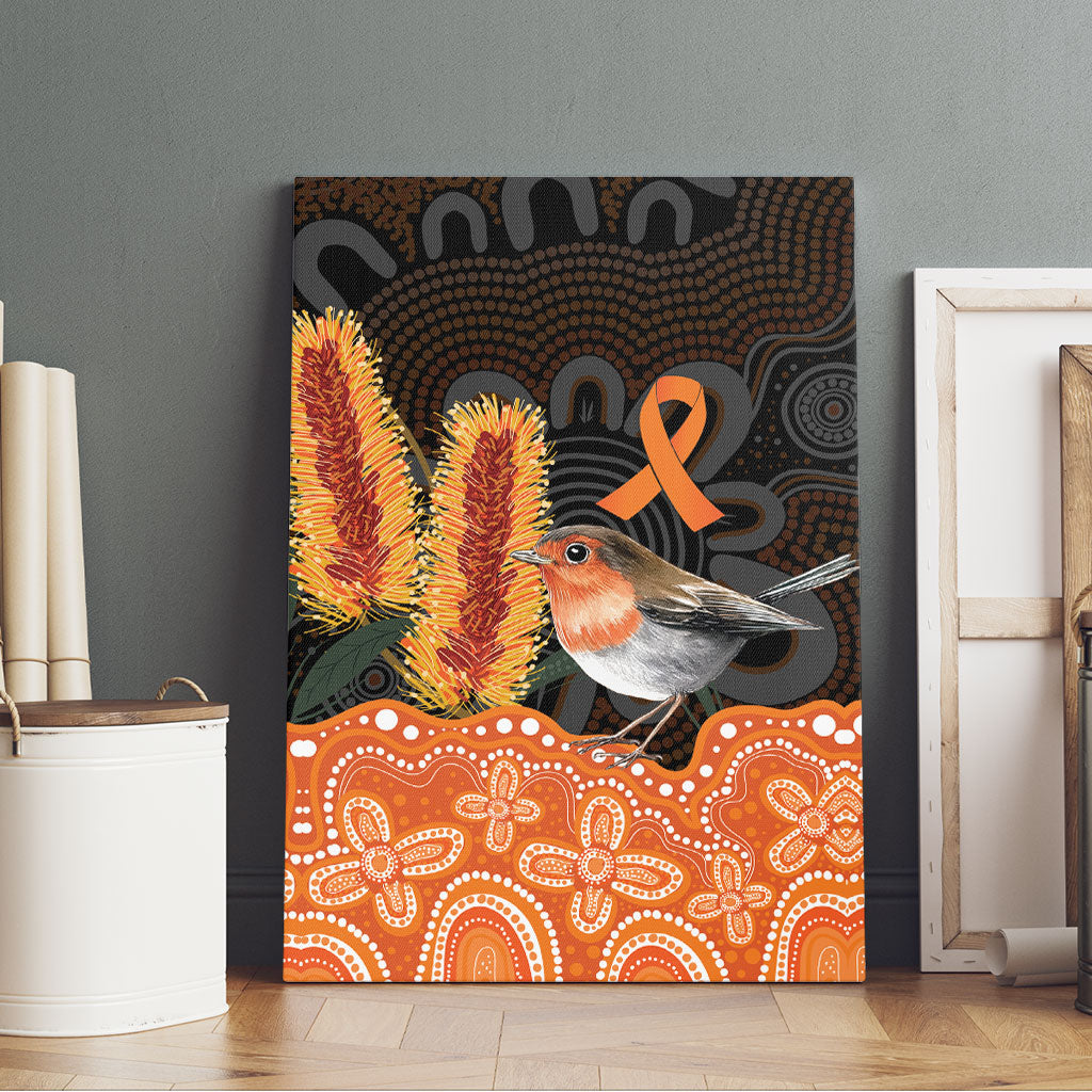 Australia Leukemia Support Canvas Wall Art Flame Robin Bottlebrush Aboriginal Art