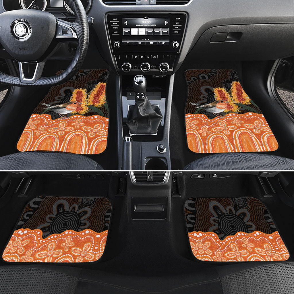 Australia Leukemia Support Car Mats Flame Robin Bottlebrush Aboriginal Art