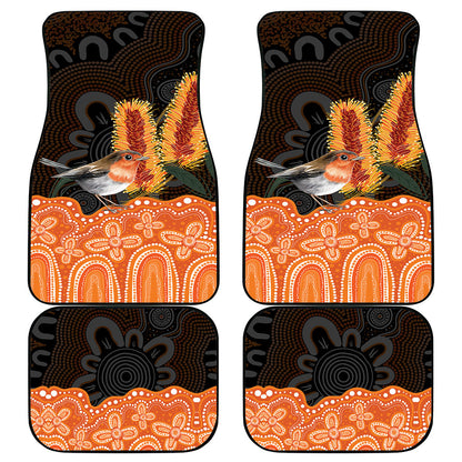 Australia Leukemia Support Car Mats Flame Robin Bottlebrush Aboriginal Art