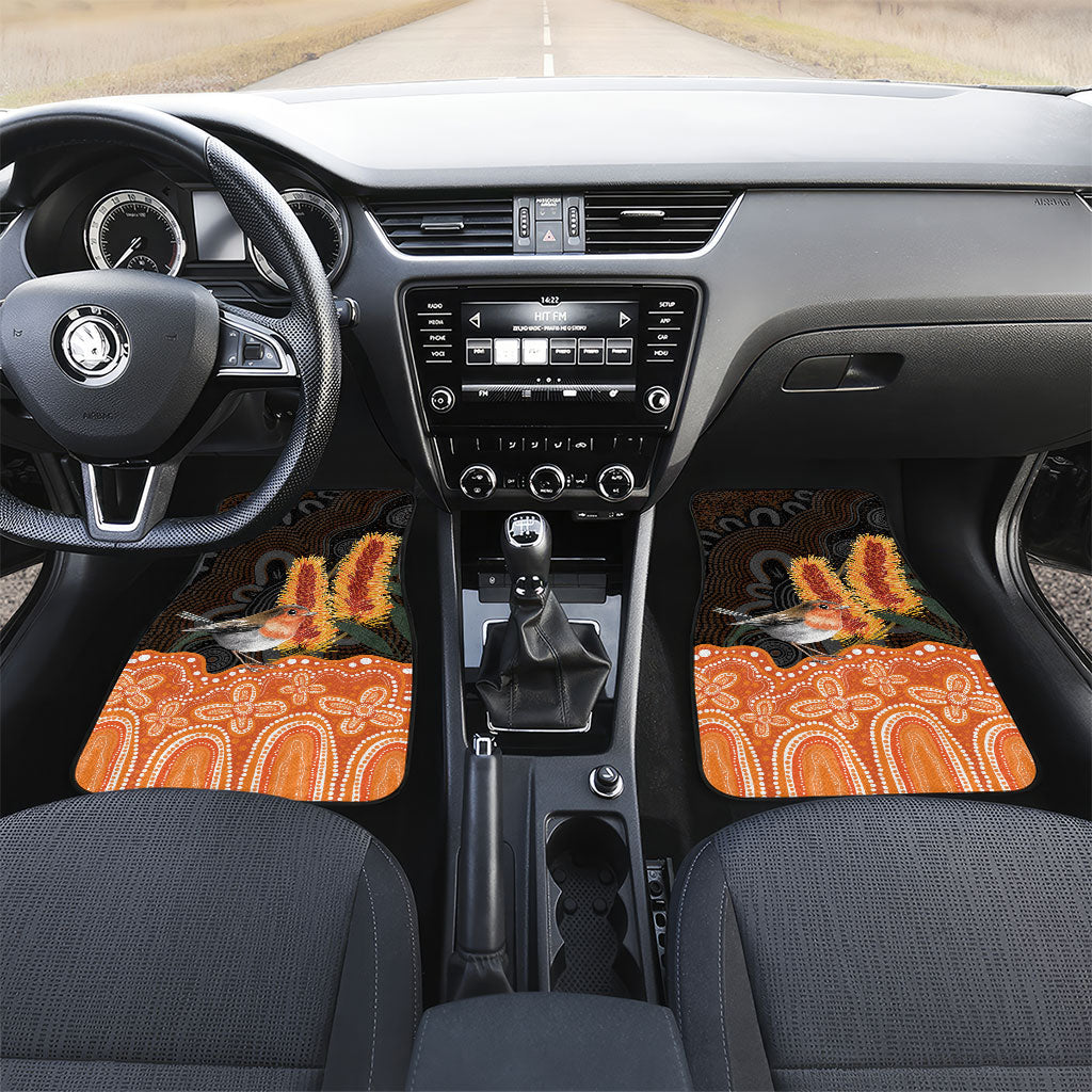 Australia Leukemia Support Car Mats Flame Robin Bottlebrush Aboriginal Art