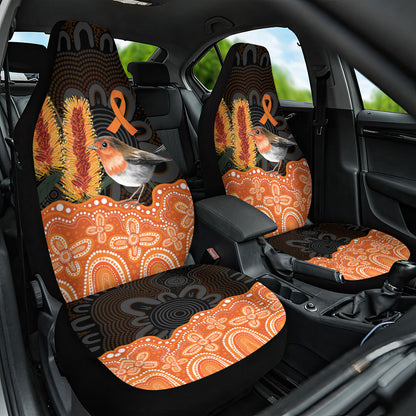 Australia Leukemia Support Car Seat Cover Flame Robin Bottlebrush Aboriginal Art