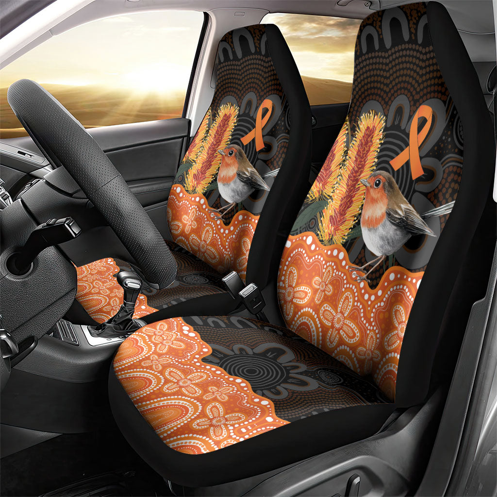Australia Leukemia Support Car Seat Cover Flame Robin Bottlebrush Aboriginal Art