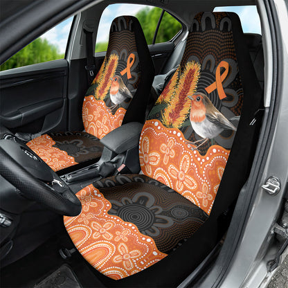 Australia Leukemia Support Car Seat Cover Flame Robin Bottlebrush Aboriginal Art