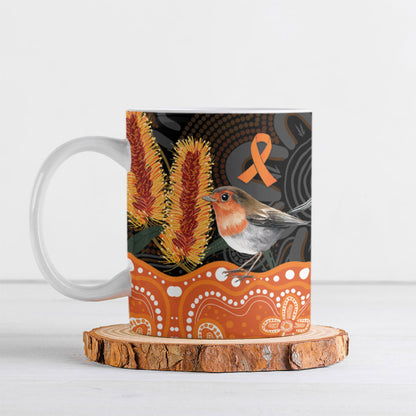 Australia Leukemia Support Ceramic Mug Flame Robin Bottlebrush Aboriginal Art