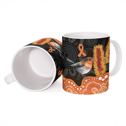 Australia Leukemia Support Ceramic Mug Flame Robin Bottlebrush Aboriginal Art