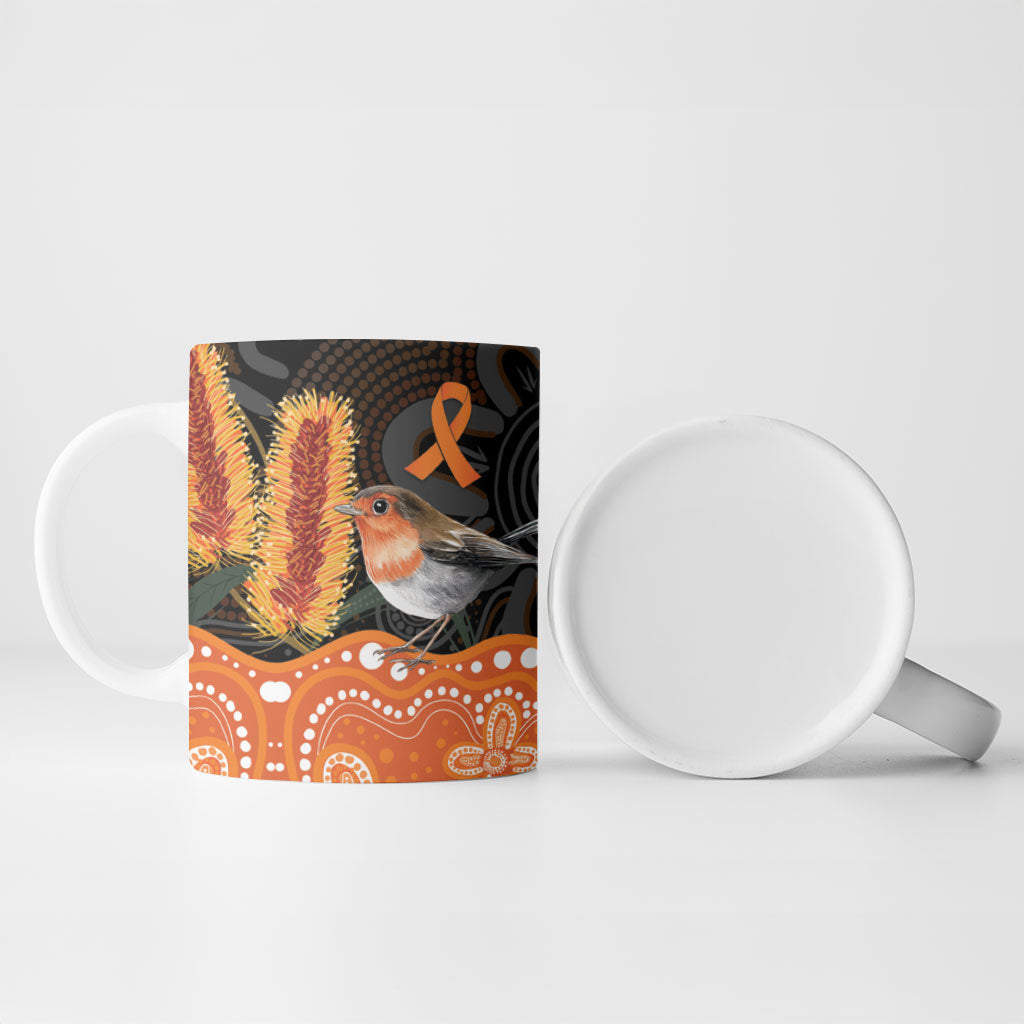 Australia Leukemia Support Ceramic Mug Flame Robin Bottlebrush Aboriginal Art