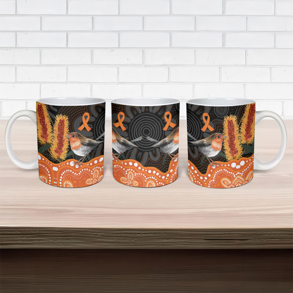 Australia Leukemia Support Ceramic Mug Flame Robin Bottlebrush Aboriginal Art