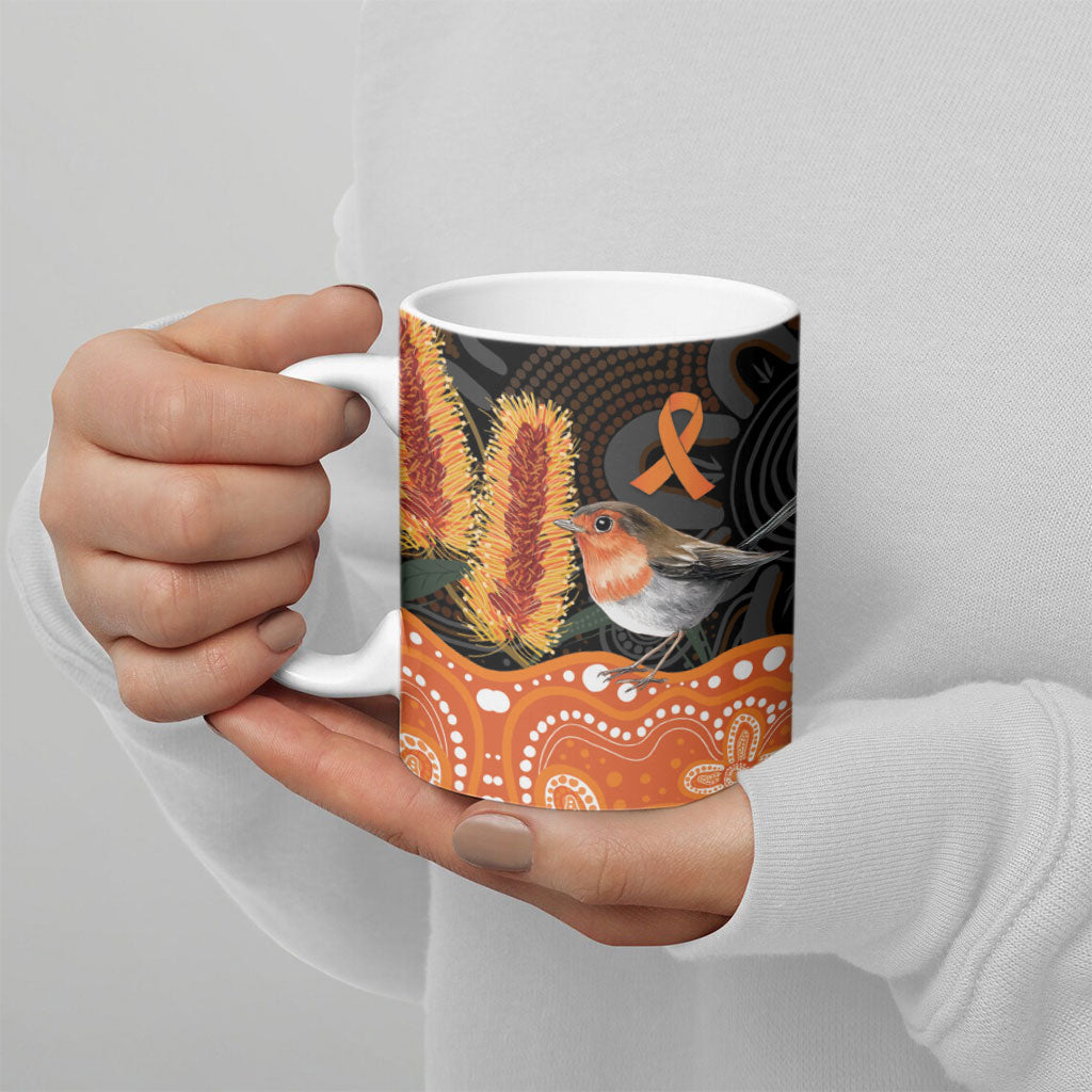 Australia Leukemia Support Ceramic Mug Flame Robin Bottlebrush Aboriginal Art