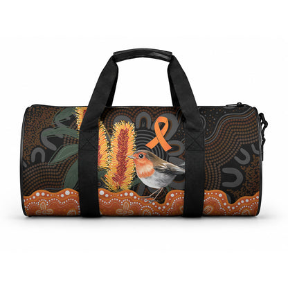 Australia Leukemia Support Duffle Bag Flame Robin Bottlebrush Aboriginal Art