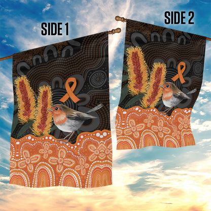 Australia Leukemia Support Garden Flag Flame Robin Bottlebrush Aboriginal Art