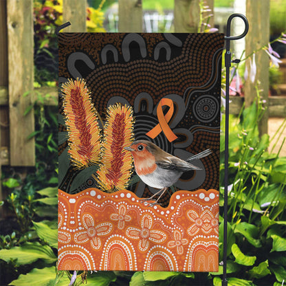 Australia Leukemia Support Garden Flag Flame Robin Bottlebrush Aboriginal Art