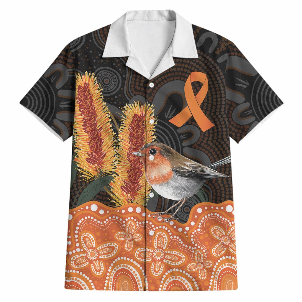 Australia Leukemia Support Hawaiian Shirt Flame Robin Bottlebrush Aboriginal Art