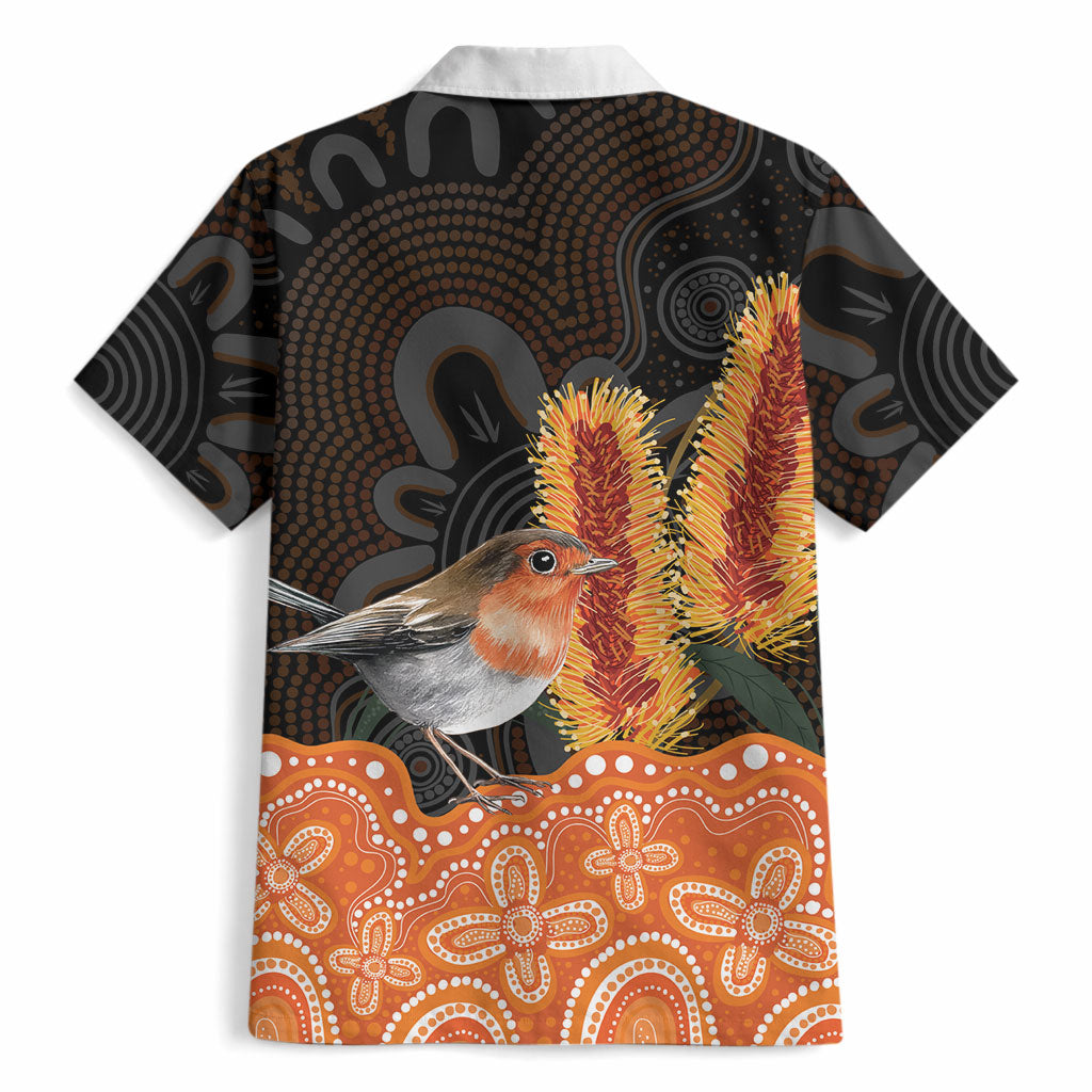 Australia Leukemia Support Hawaiian Shirt Flame Robin Bottlebrush Aboriginal Art
