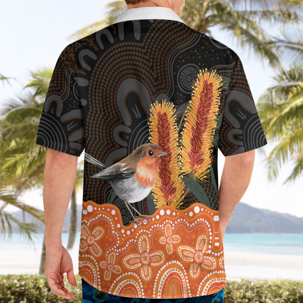 Australia Leukemia Support Hawaiian Shirt Flame Robin Bottlebrush Aboriginal Art