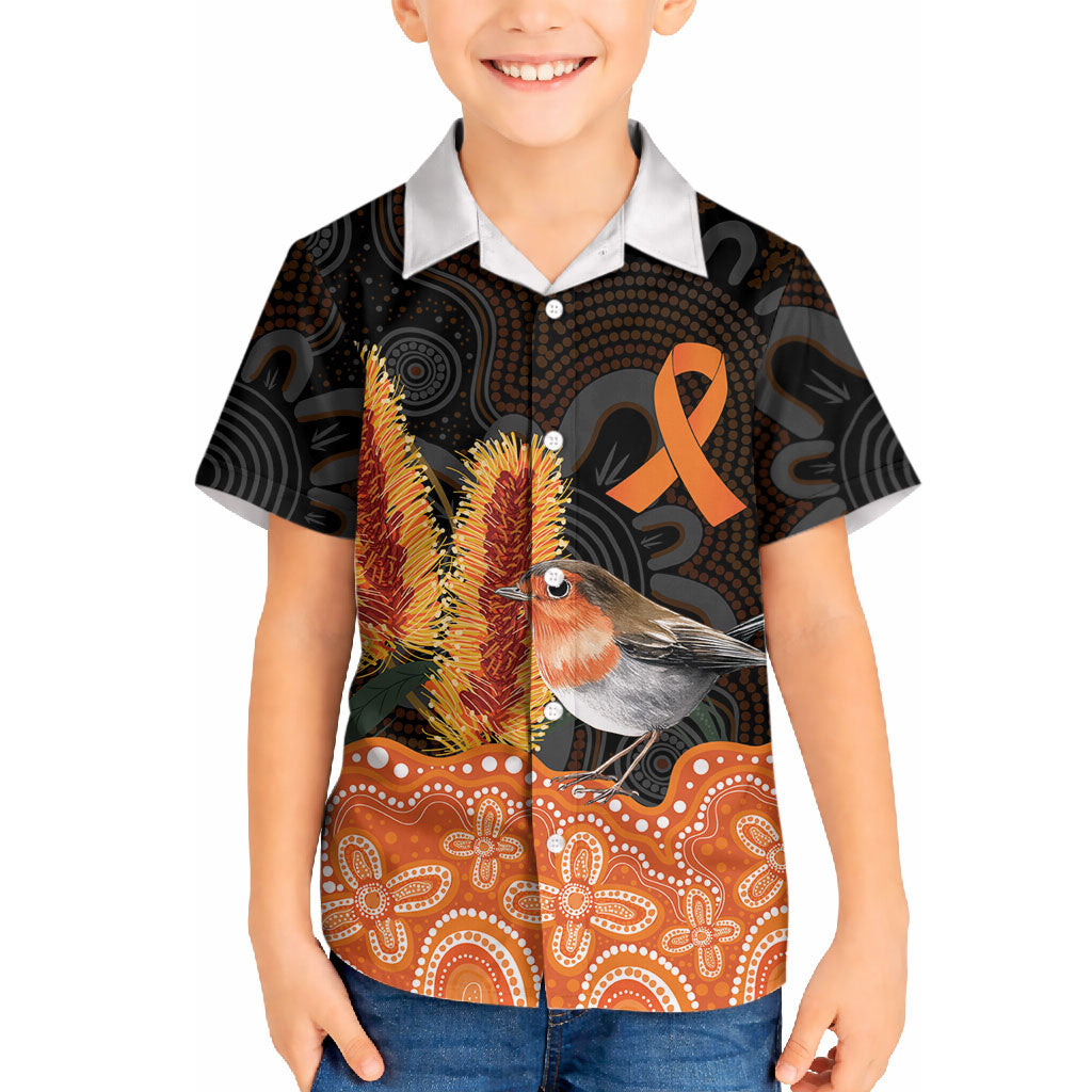 Australia Leukemia Support Hawaiian Shirt Flame Robin Bottlebrush Aboriginal Art