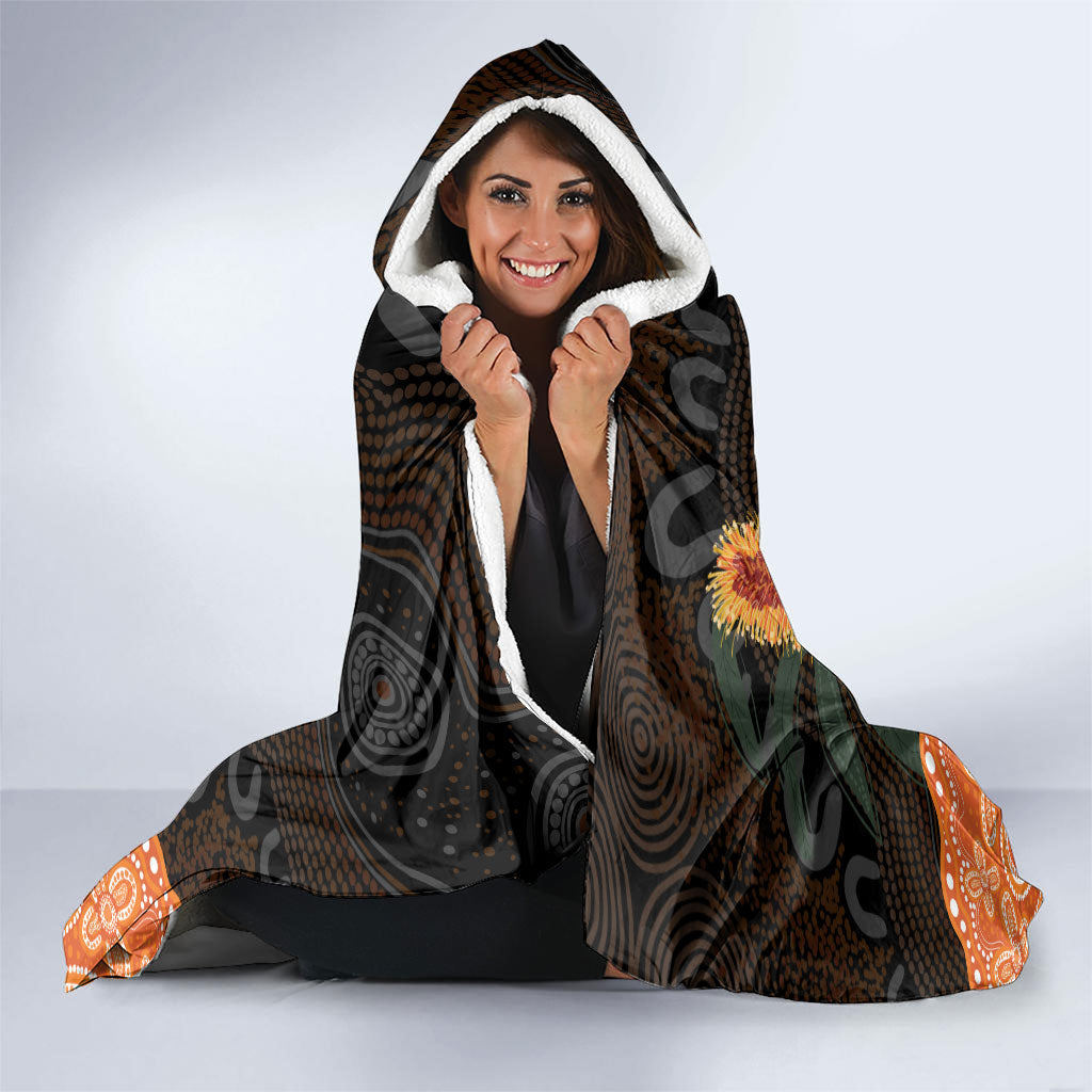 Australia Leukemia Support Hooded Blanket Flame Robin Bottlebrush Aboriginal Art