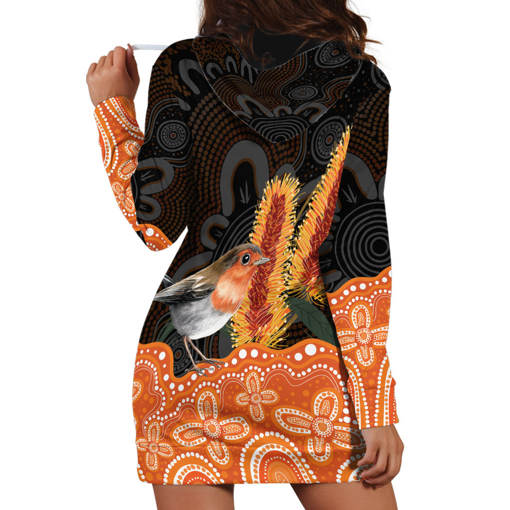 Australia Leukemia Support Hoodie Dress Flame Robin Bottlebrush Aboriginal Art