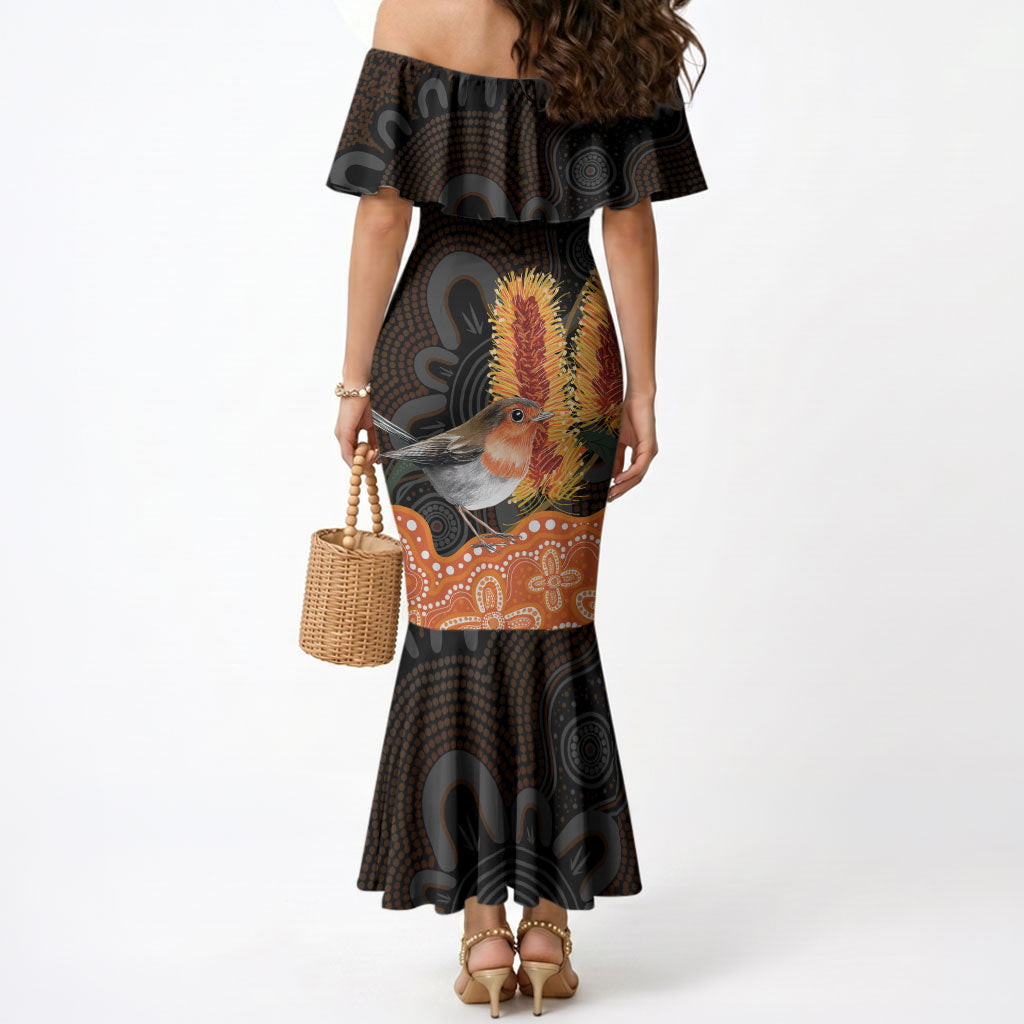 Australia Leukemia Support Mermaid Dress Flame Robin Bottlebrush Aboriginal Art