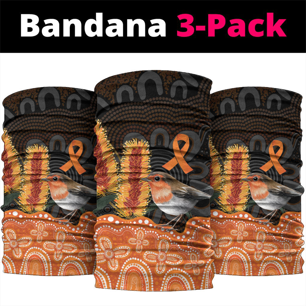 Australia Leukemia Support Neck Gaiter Flame Robin Bottlebrush Aboriginal Art
