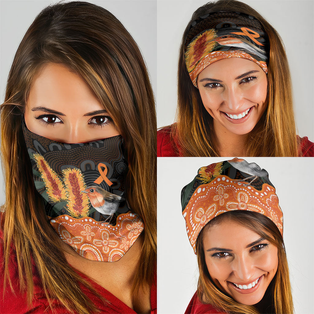 Australia Leukemia Support Neck Gaiter Flame Robin Bottlebrush Aboriginal Art