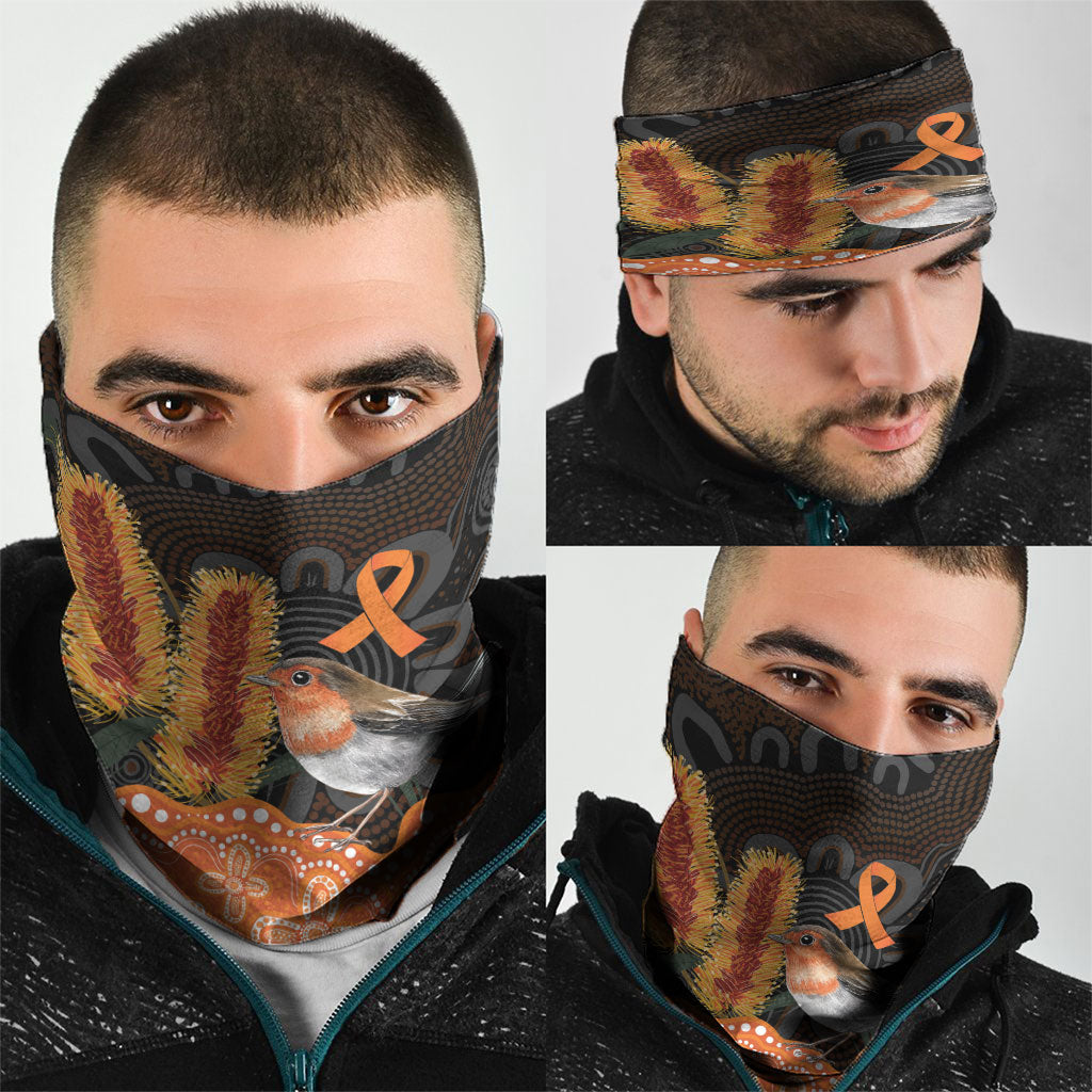 Australia Leukemia Support Neck Gaiter Flame Robin Bottlebrush Aboriginal Art