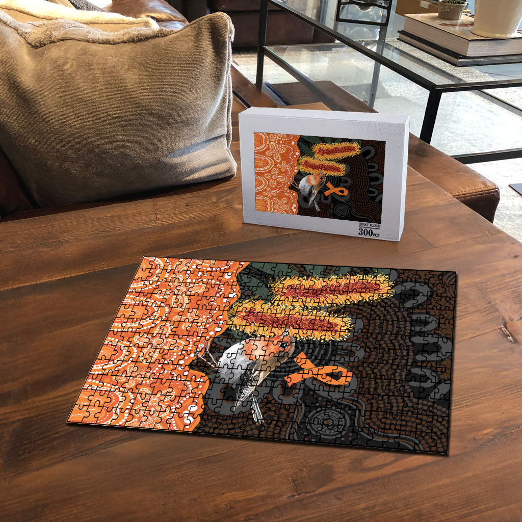 Australia Leukemia Support Puzzle Flame Robin Bottlebrush Aboriginal Art